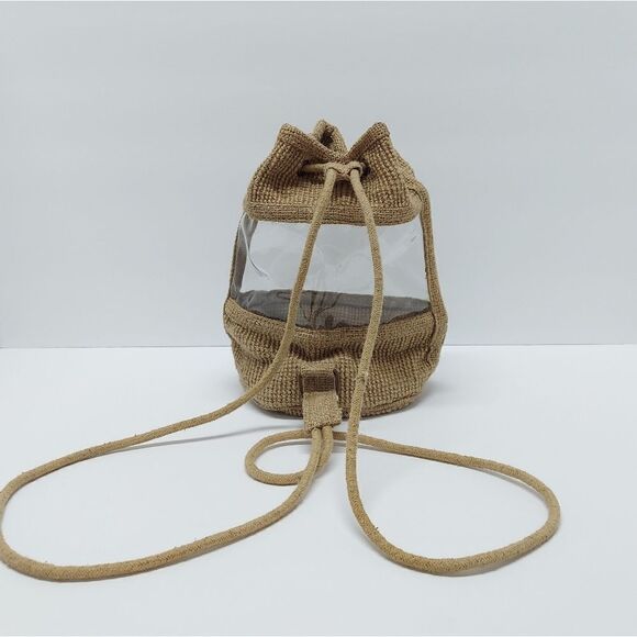 Mary Kay Jute Vintage Backpack Barrel Bag Sac Clear Boho Bag Summer Concert Show - Picture 4 of 9